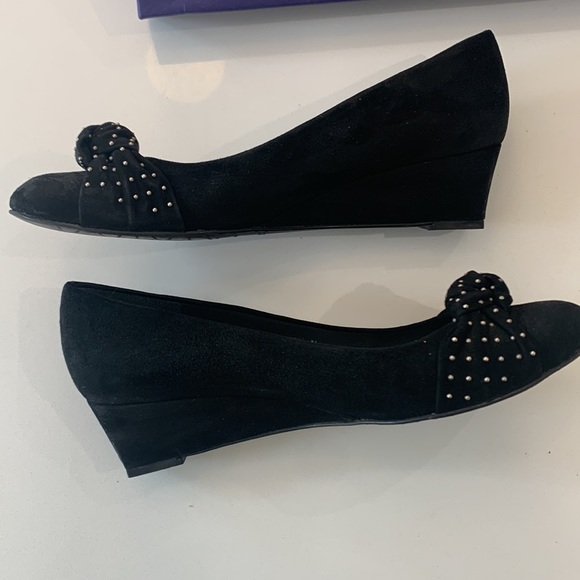 Stuart Weitzman black suede Dotsun ballet wedge 9.5N - Picture 6 of 7